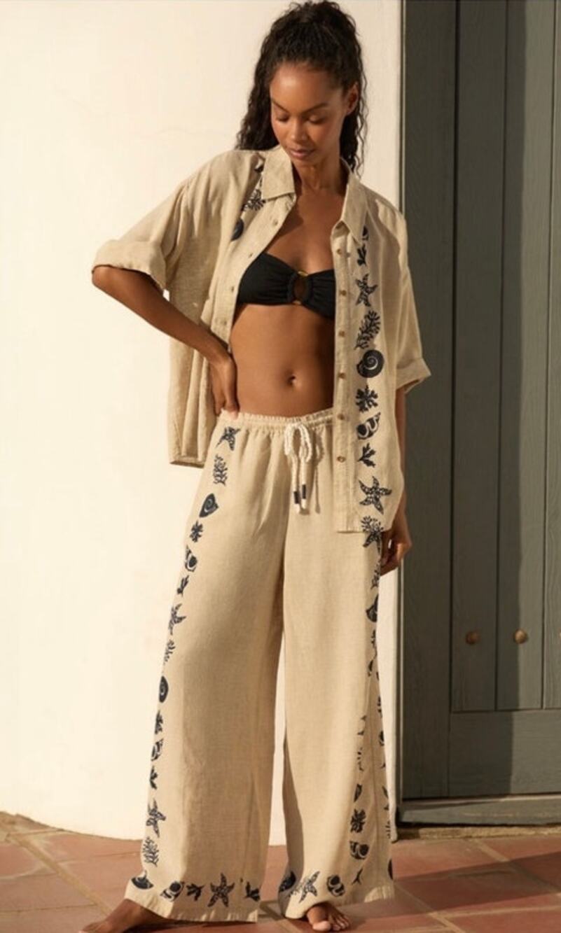 BY ANTHROPOLOGIE LINEN BLEND MATCHING SET NWT SIZE MEDIUM SUMMER